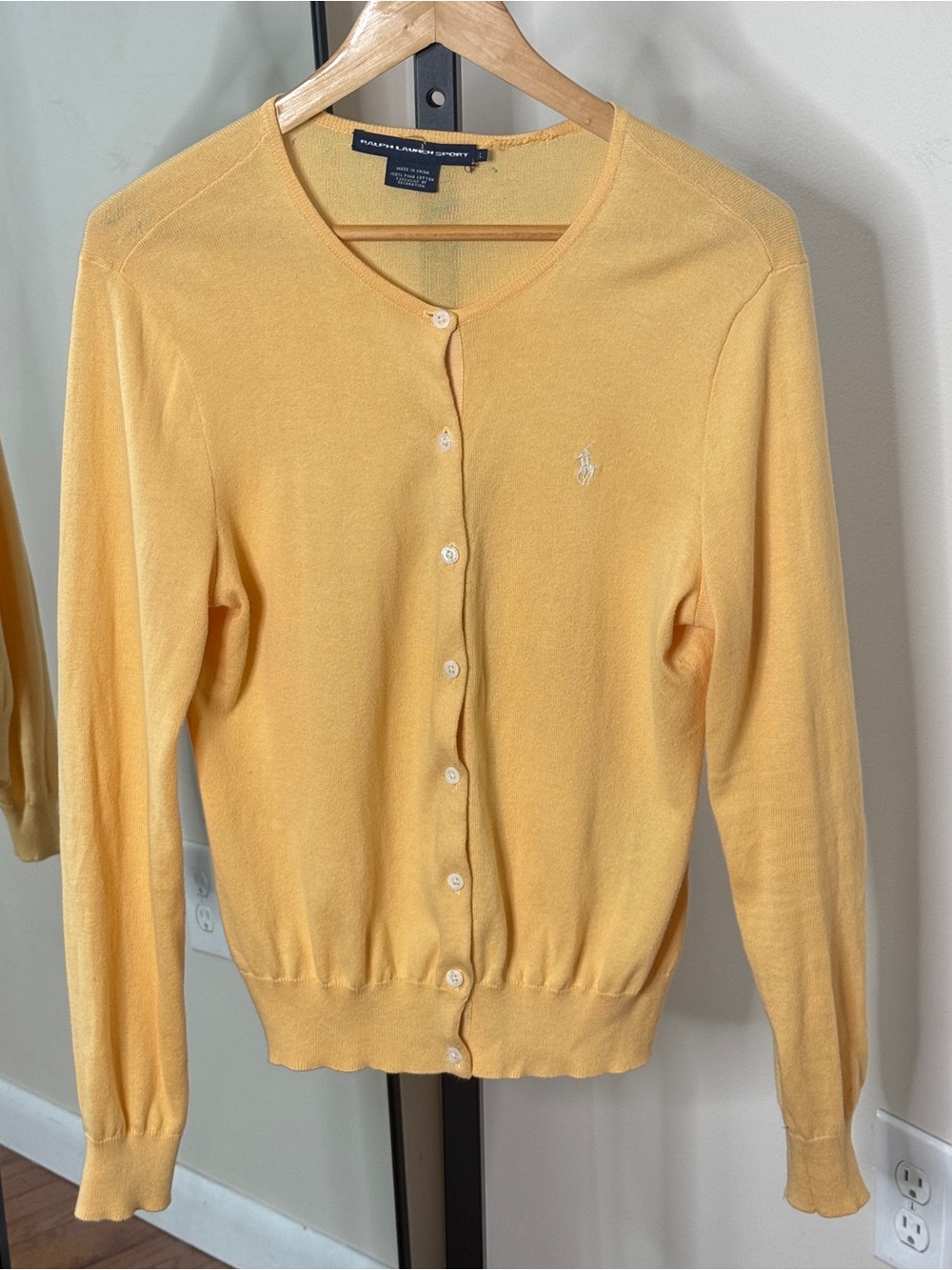 Ralph Lauren Butter Yellow Cardigan Button Front Sweater Size L